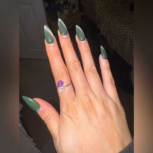 Adjustable Amethyst with leaf wrapped Ring, Size 8, Natural Amethyst Gemstone